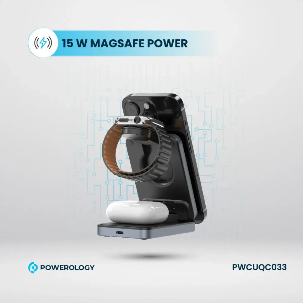 Powerology PWC033 15W Qi2 Fast Charging Multi Device Hub Powerology PWC033 15W Qi2 Fast Charging Multi Device Hub